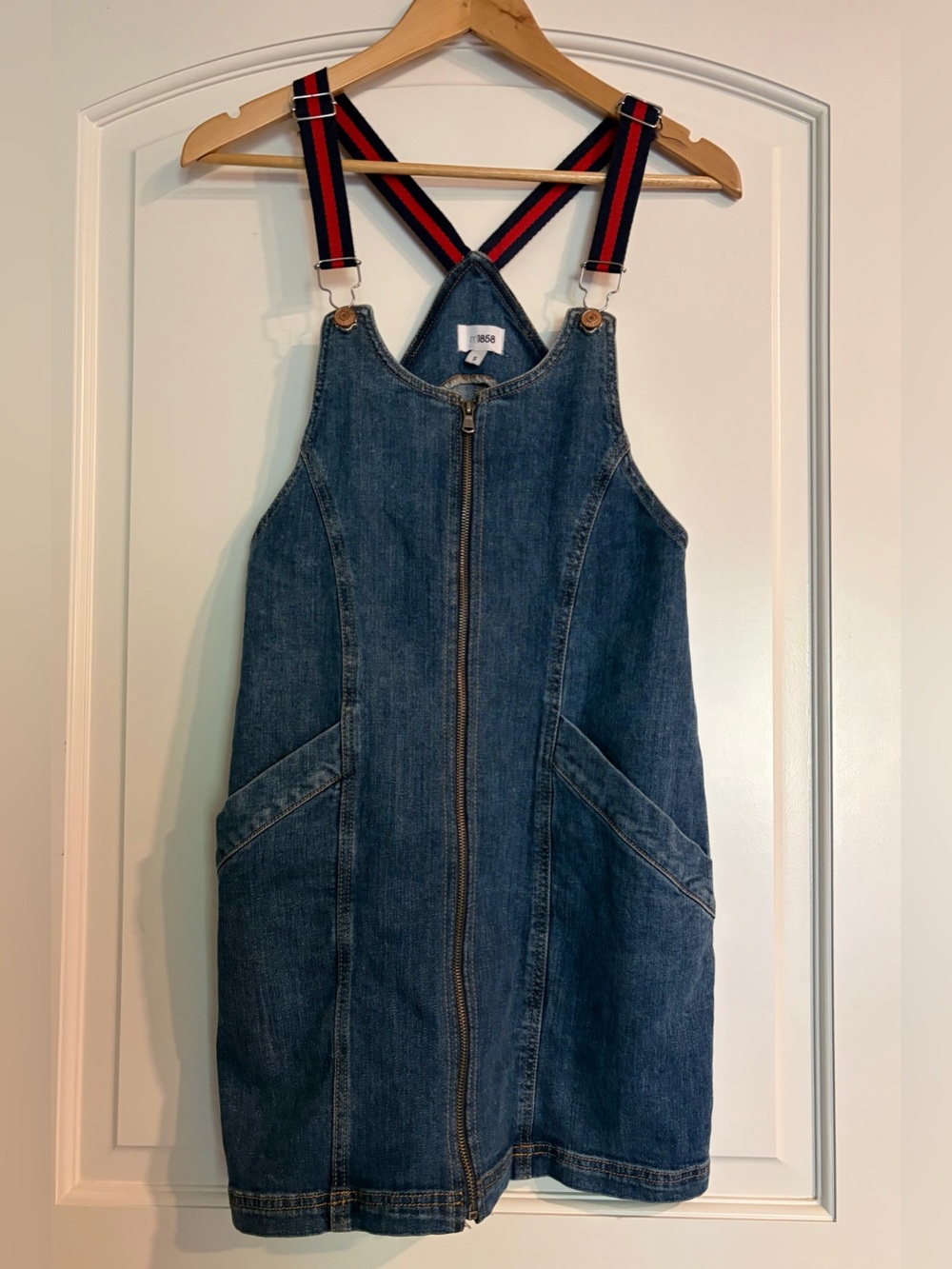 M1858 Marcelle Mini Jumper Blue Denim Pinafore Dress Adjustable Straps S